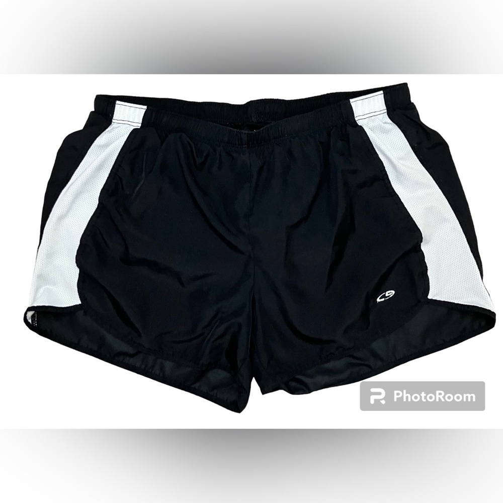 Vintage Champion Women’s Running Shorts in Black with White Stripe Sz S